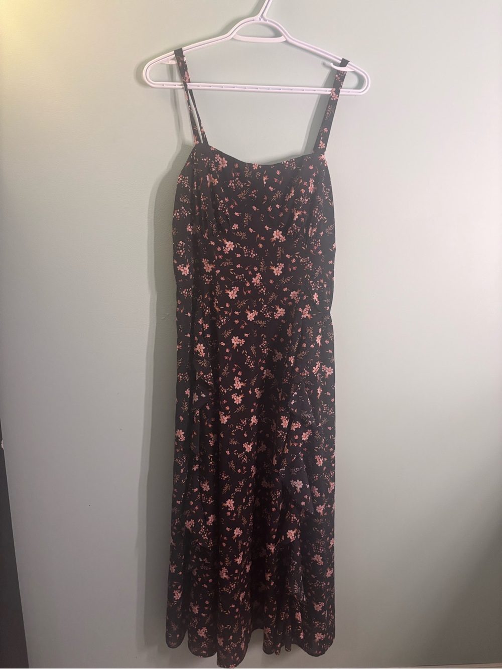 Amazon Black Floral Slip Dress with Pink Flowers